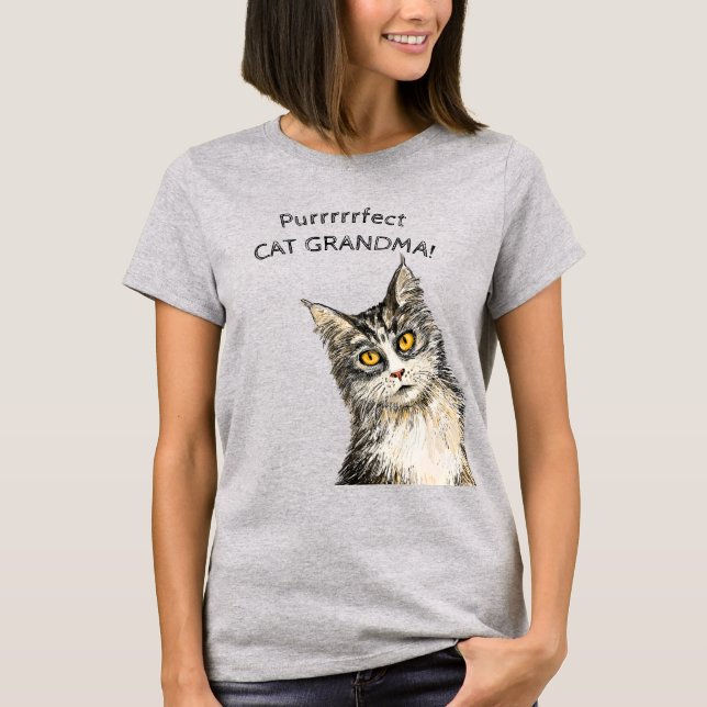T-shirt T-Shirt, grand-mère de chat (Devant)