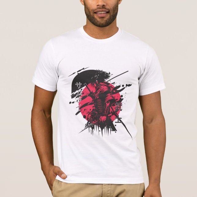 T-shirt : T‑Shirt Graphique de Guerrier Samouraï (Devant)