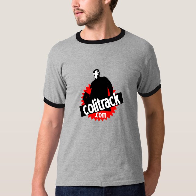 T-shirt T shirt gris col noir (Devant)