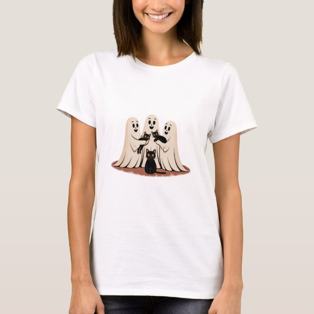 T-shirt T-shirt Halloween Ghost cat squad (Devant)