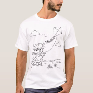 T-shirt T‑Shirt Homme Highland Cow à Colorier