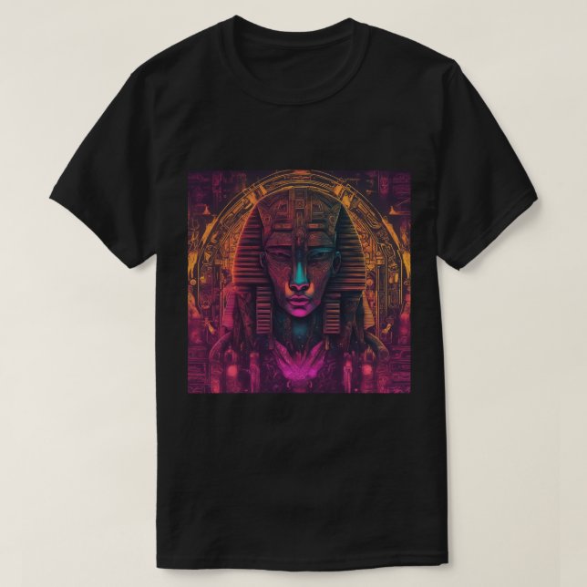 T-shirt T-shirt, noir, sphinx (Design devant)