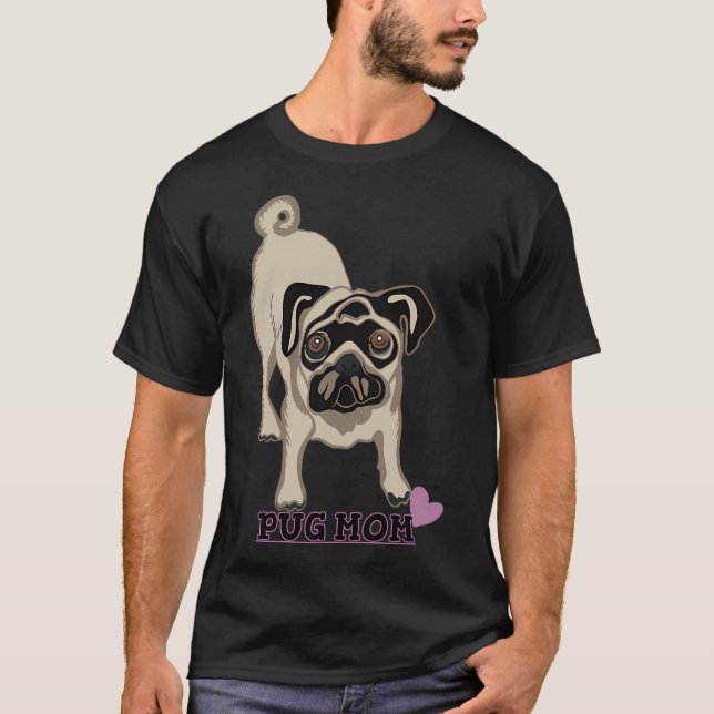 T-shirt T Shirt Parodie Mère de Pug (Devant)