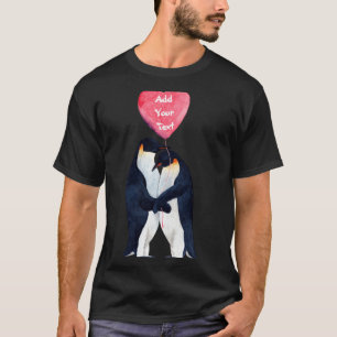 T-shirt T Shirt Personnalisé Couple Manchots Empereurs Cœu