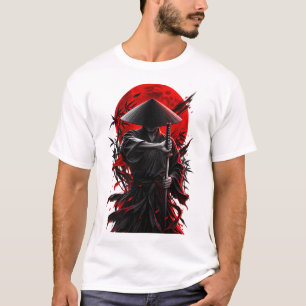 T-shirt T_Shirt Ronin Silencieux — Samouraï Lune Cramoisie
