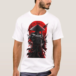 T-shirt T_Shirt Ronin Silencieux — Samouraï Lune Cramoisie