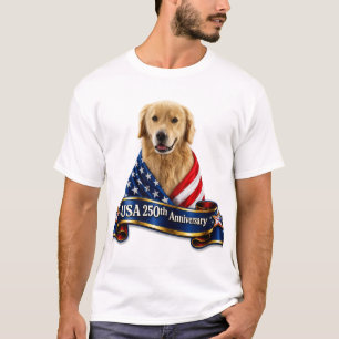 T-shirt T Shirt USA 250e Anniversaire Golden Retriever #9