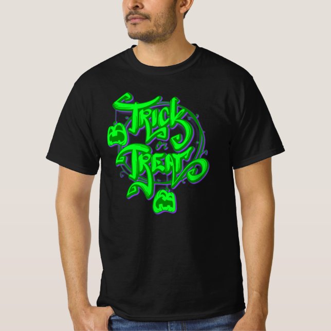 T-shirt T-shirt vert violet pour l'Halloween (Devant)