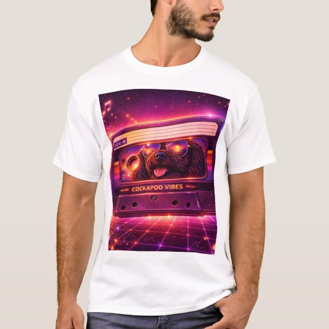 T-shirt T Shirt Vibes Rétro Cockapoo Cassette 80s (Devant)