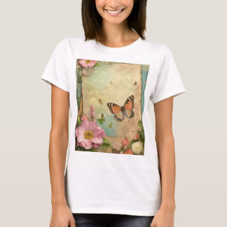 T-shirt "T-shirt Vintage Garden Party - Papillons Pastel