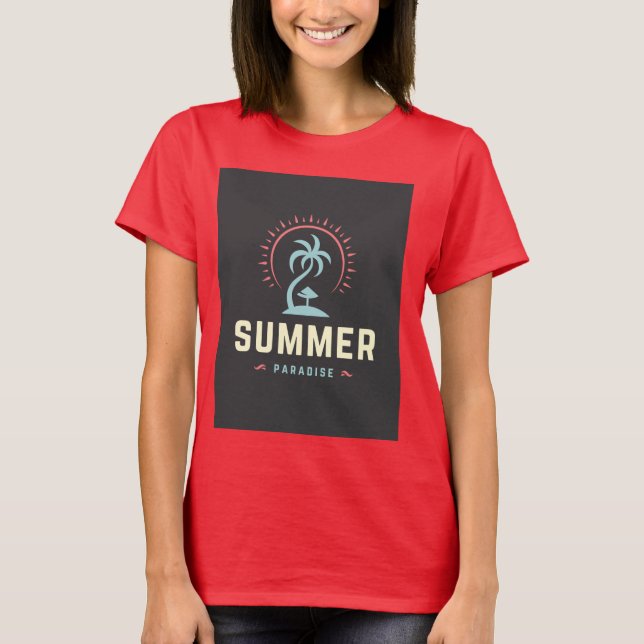 T-shirt T shirt with half sleeves Summer Paradise Design (Devant)