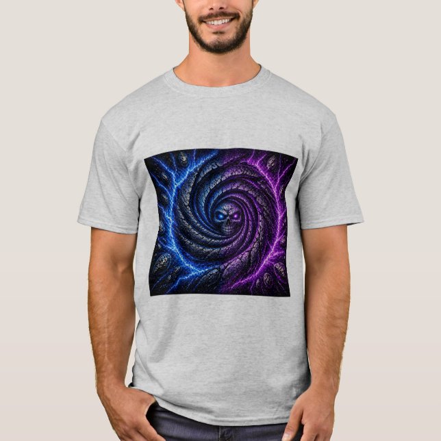 T-shirt T-ShirtFeu vs Glace Crâne Vortex Illusion d'optiqu (Devant)