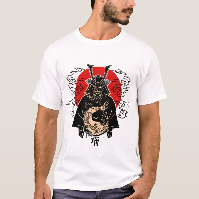 T-shirt T-ShirtSamurai and Rising Sun – Japanese Art Illus (Devant)