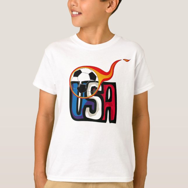 T-shirt T-Shrit du garçon du football des Etats-Unis (Devant)