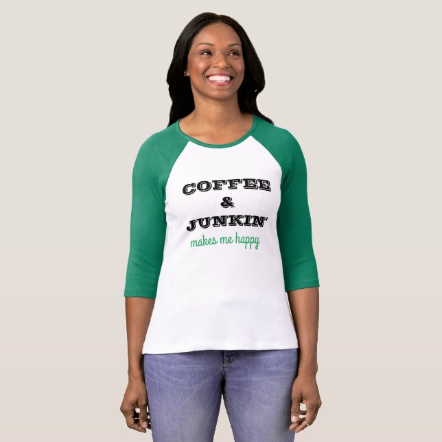 T-shirt T-thirt mignon avec du café et dire de Junkin (Devant entier)