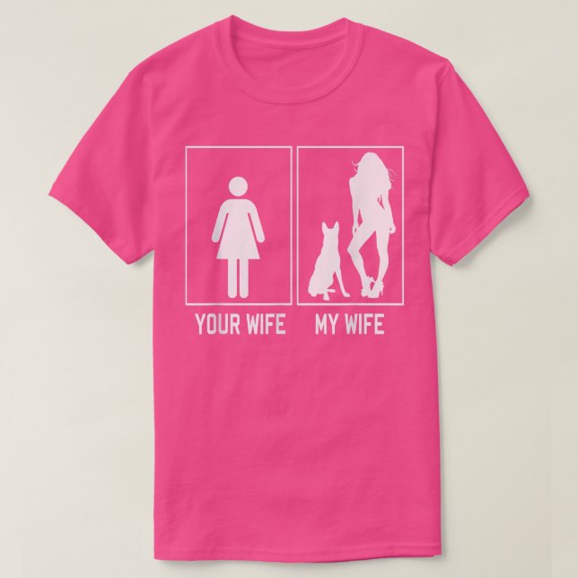 T-shirt Ta femme ma femme Malinois belge drôle pour (Design devant)