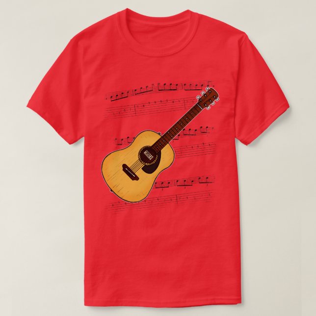 T-shirt Tab guitare acoustique Musique guitariste Notation (Design devant)