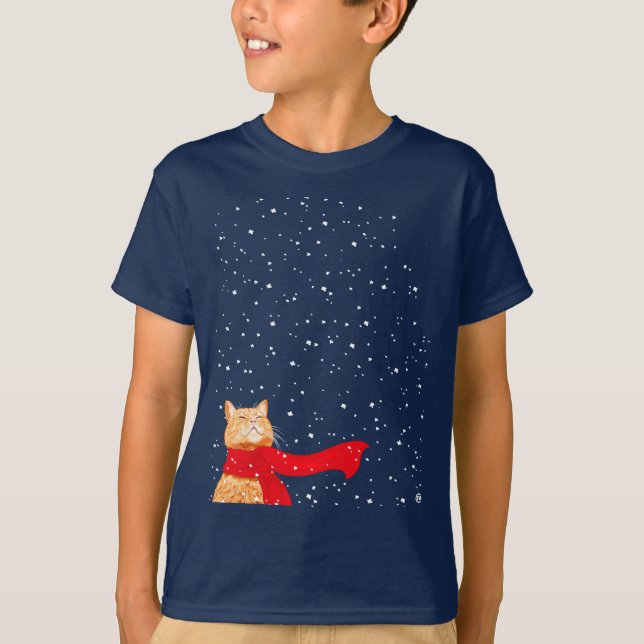 T-shirt Tabby aime la neige (Devant)