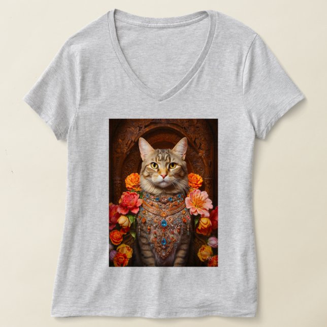 T-shirt Tabby Brown avec fleurs et style victorien (Poser)