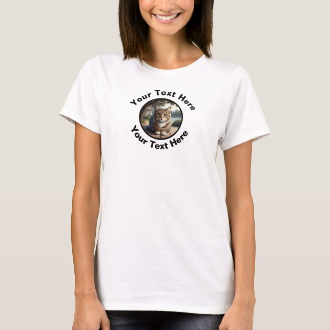T-shirt Tabby Cat avec texte personnalisé (Devant)