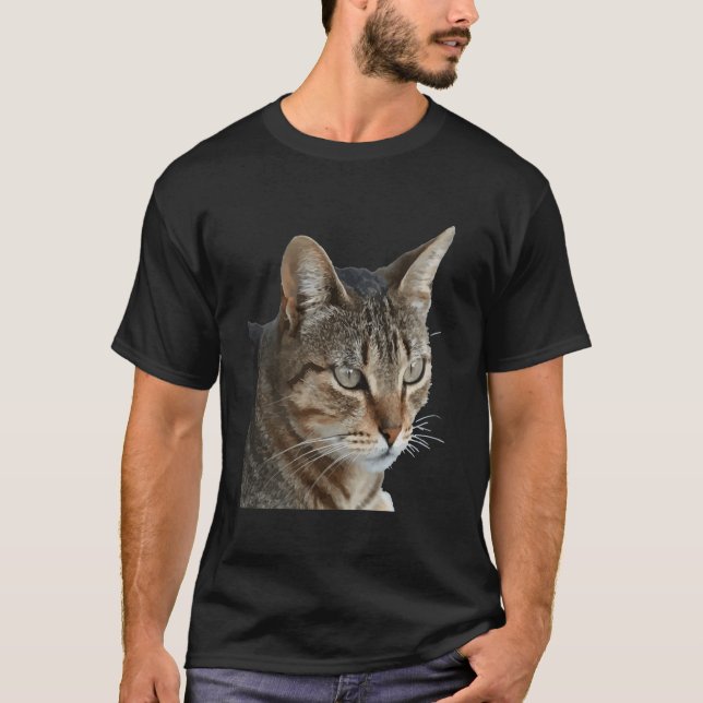 T-shirt Tabby Cat Étonnant Fermer Portrait Vector Isolat (Devant)