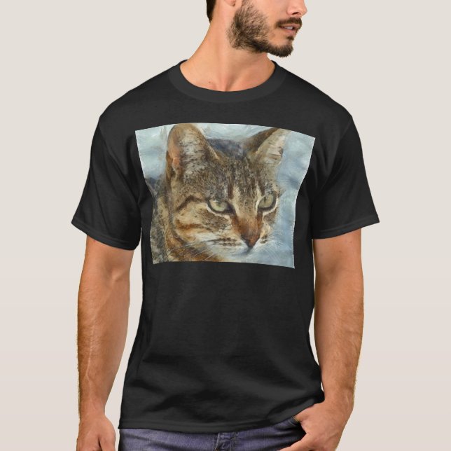 T-shirt Tabby Cat Étonnant Gros Plan Graphite Portra (Devant)