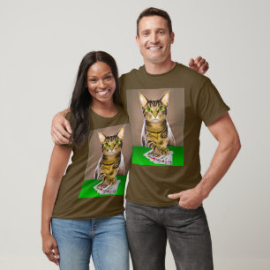 T-shirt Tabby Cat Jouer Poker