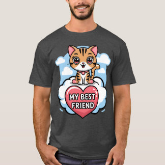 T-shirt Tabby Cat My Best Friend Heart and Clouds Design o
