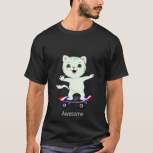 T-shirt Tabby Cat Patineur Drôle