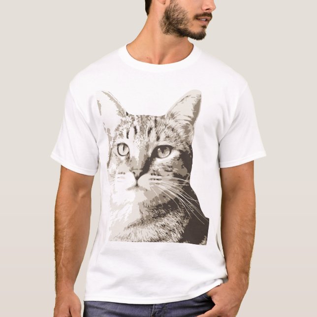 T-shirt Tabby Cat Portrait (Devant)