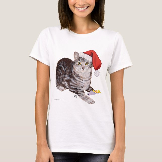 T-shirt Tabby Chat américain Shorthair - Noël (Devant)