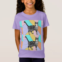 Tabby Chat chats adorables animaux rayés filles T-