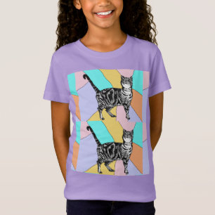 T-Shirt Tabby Chat chats adorables animaux rayés filles T-