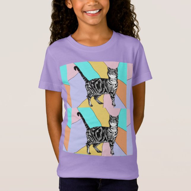 T-Shirt Tabby Chat chats adorables animaux rayés filles T- (Devant)