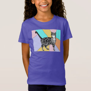 T-Shirt Tabby Chat chats adorables animaux rayés filles T-
