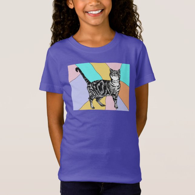 T-Shirt Tabby Chat chats adorables animaux rayés filles T- (Devant)