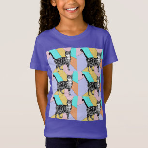 T-Shirt Tabby Chat chats adorables animaux rayés filles T-