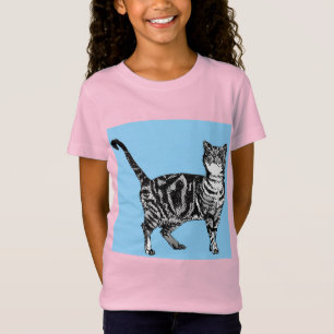 T-Shirt Tabby Chat Chats Cute Whimsical Rose Girls T Chemi