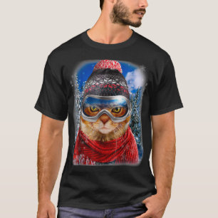 T-shirt Tabby Chat en hiver Ski Snowboard Sport Wear