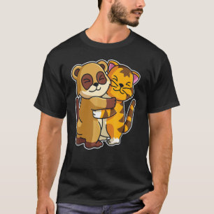 T-shirt Tabby Chat & Meerkat Cute Animaux Pour Femmes Cudd