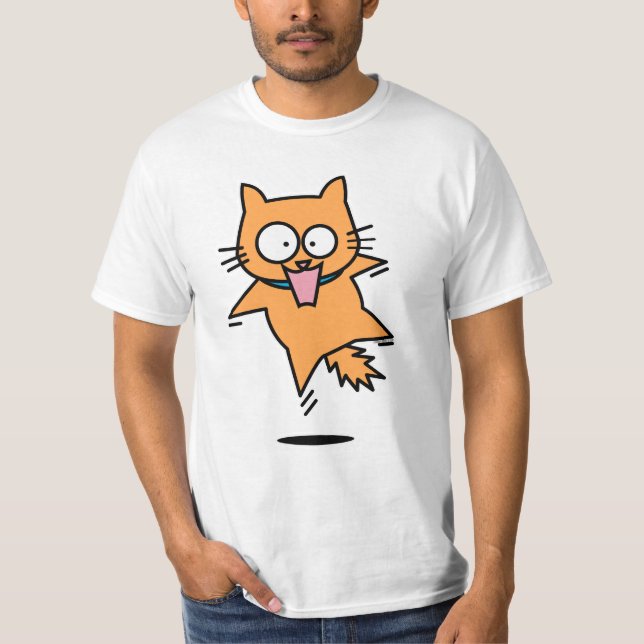 T-shirt Tabby orange chat effrayé saut surpris fun nerveux (Devant)