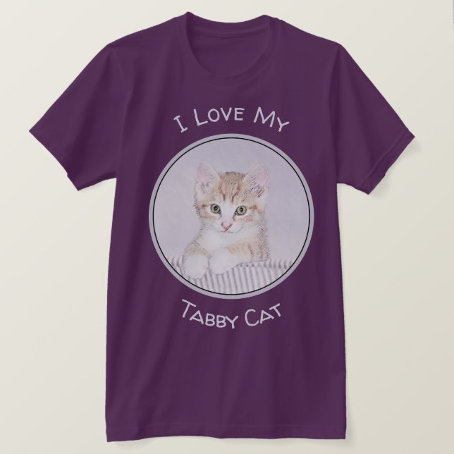 T-shirt Tabby Orange Kitten Peinture - Art Chat original (Design devant)