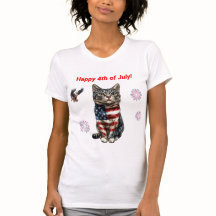 Tabby Patriotique T-Shirt, Chat Drapeau Américain