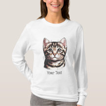 T-Shirt Tabby Personalisé Face À Manches Longues