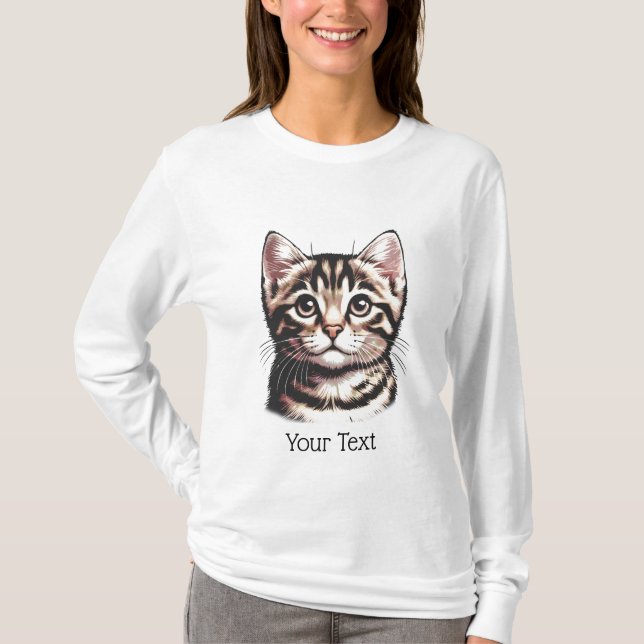 T-Shirt Tabby Personalisé Face À Manches Longues (Devant)