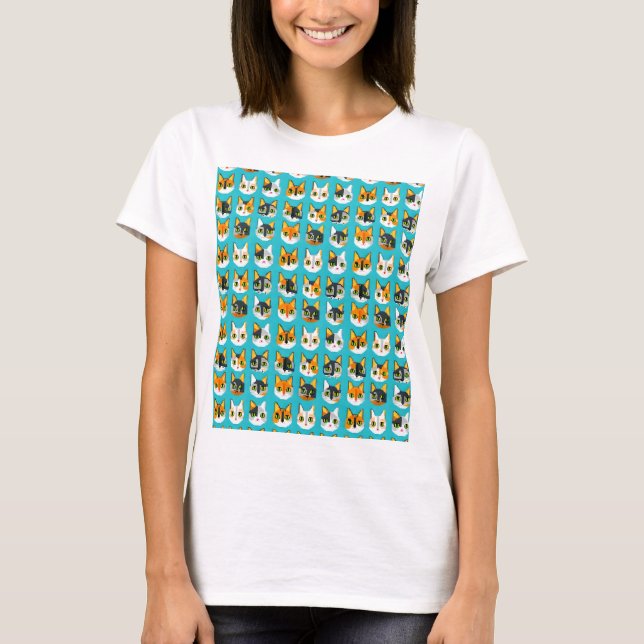 T-shirt Tabby Pixelé Tee de chat (Devant)