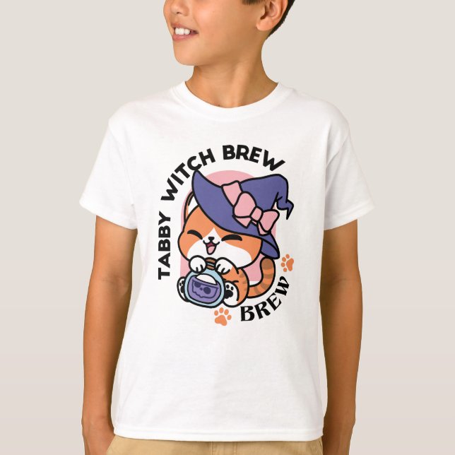 T-shirt Tabby Witch Brew – Joli design de chat pour Hallow (Devant)
