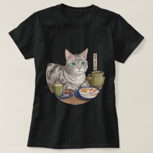 T-shirt Table de petit-déjeuner japonais Cozy Cat Art