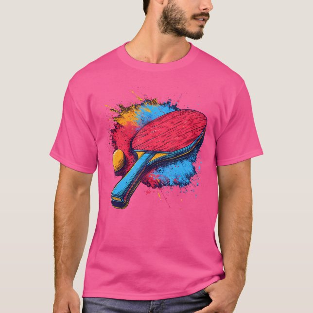 T-shirt Table de ping-pong peinte couleur raquette Tablett (Devant)