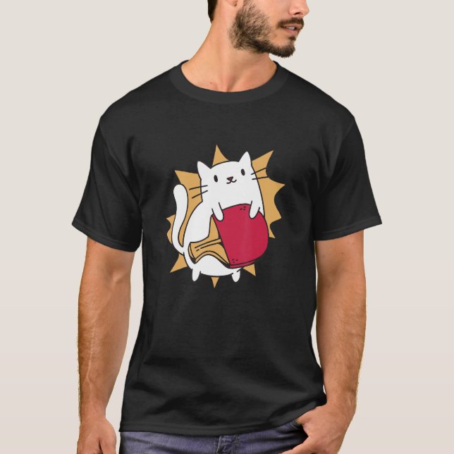 T-shirt Table Tennis Cat Sport Jeux Ping Pong Paddle (Devant)
